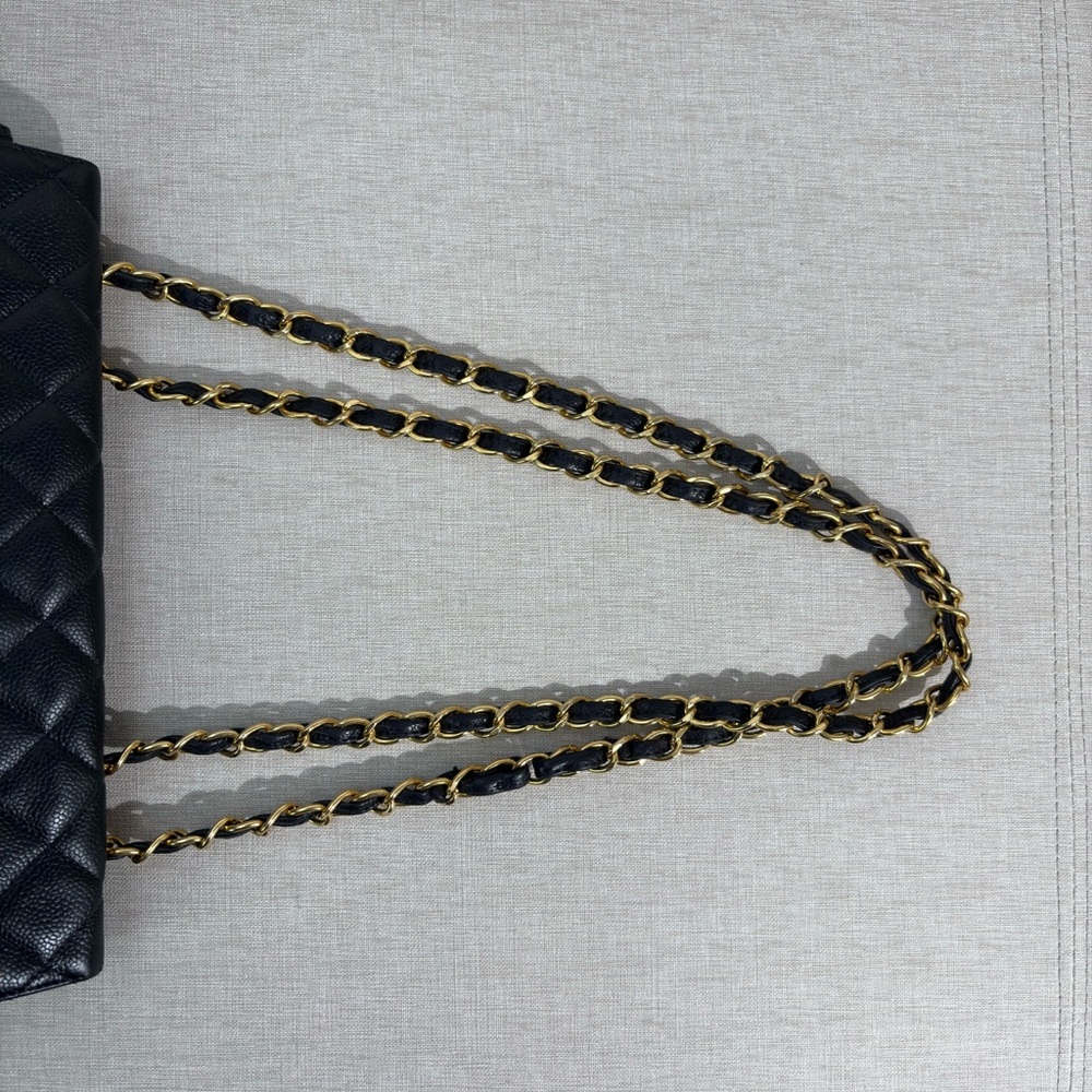 SOLD - CHANEL Black Caviar Classic Single Flap Jumbo GHW - Picture 13 of 16
